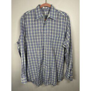 Peter Millar Plaid Button Down Up Shirt Mens Size Large Blue Green career